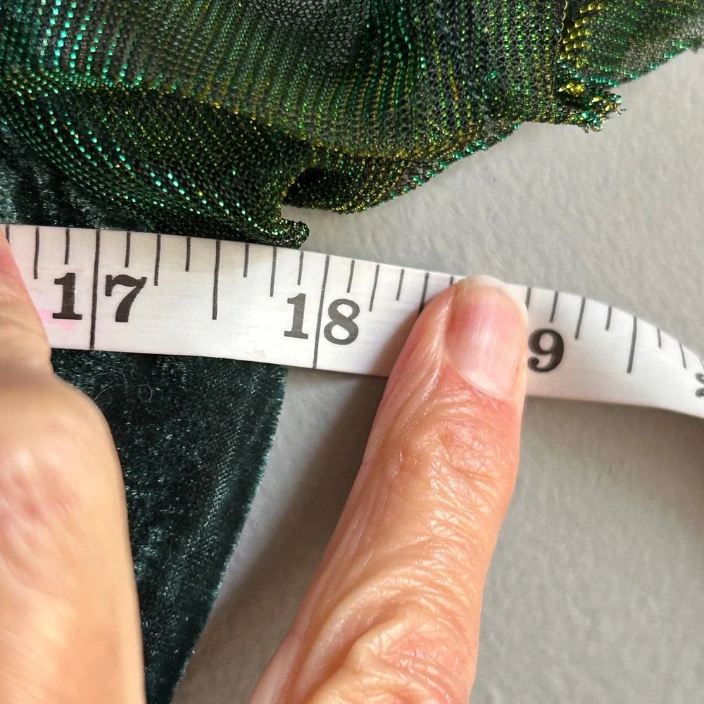 Spirit Halloween Green Renaissance Fairy Costume Dress XL Velvet Iridescent Mesh - Picture 7 of 10